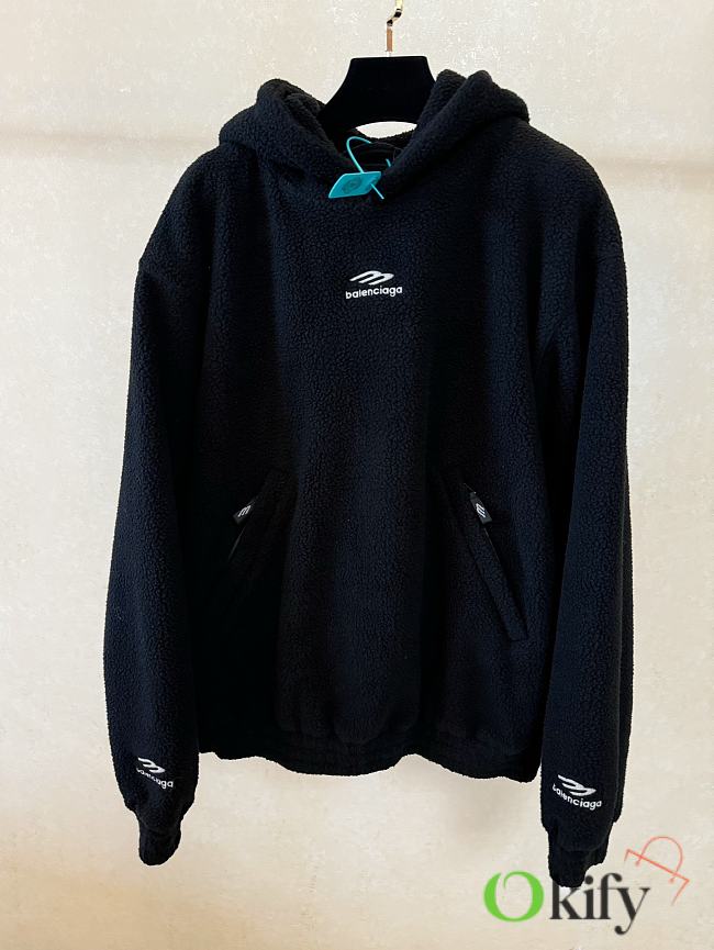 Okify Balenciaga black polar fleece hoodie XS-L - 1