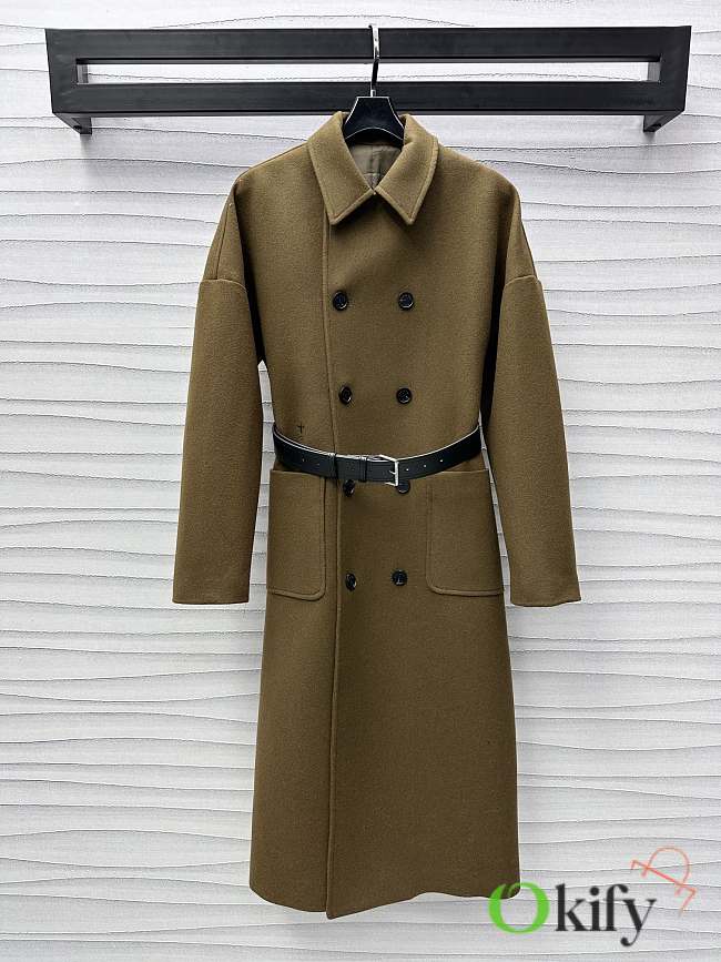 Okify Dior Green Double-Sided Belted Long Coat SML - 1