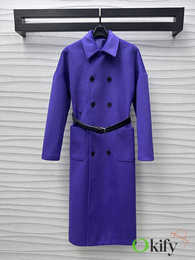 Okify Dior Purple Double-Sided Belted Long Coat SML - 1