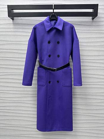 Okify Dior Purple Double-Sided Belted Long Coat SML