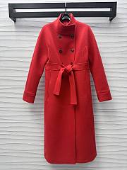 Okify Valentino Red Compact Drap Long Coat With Belt SML  - 1