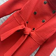 Okify Valentino Red Compact Drap Long Coat With Belt SML  - 4