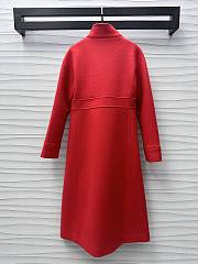 Okify Valentino Red Compact Drap Long Coat With Belt SML  - 3