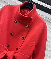 Okify Valentino Red Compact Drap Long Coat With Belt SML  - 2