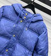 Okify Celine blue embroidered hooded down jacket SML  - 2