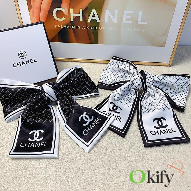 Okify Chanel Set 2 Black And White Bow Hairclip 19247 - 1