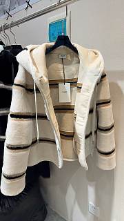 Okify Celine Sheepskin And Fur Leather Jacket in white S-XL - 1