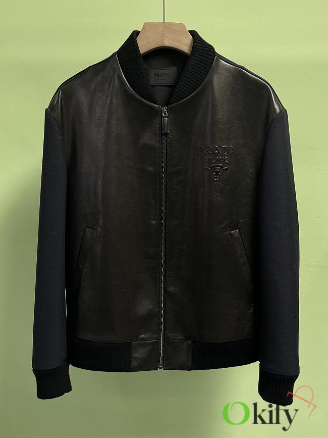 Okify Prada Black Lambskin Jacket M-3XL  - 1