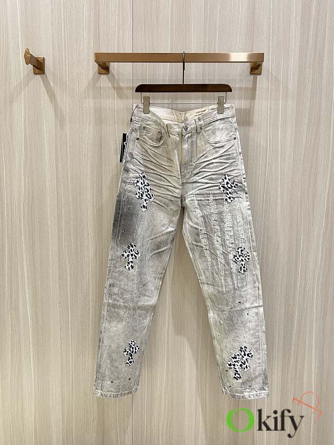 Okify Chrome Hearts Limited Cross Stitching Jeans 19277 - 1