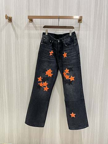 Okify Chrome Hearts Limited Cross Stitching Jeans with orange stars