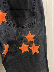 Okify Chrome Hearts Limited Cross Stitching Jeans with orange stars - 4