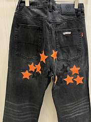 Okify Chrome Hearts Limited Cross Stitching Jeans with orange stars - 3