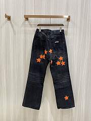 Okify Chrome Hearts Limited Cross Stitching Jeans with orange stars - 2