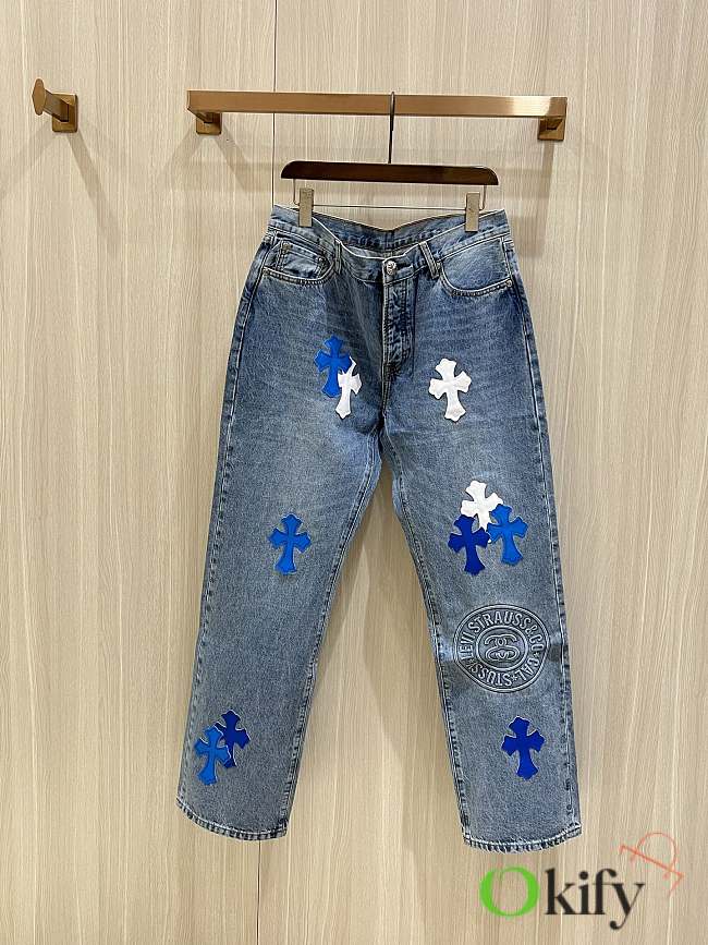 Okify Chrome Hearts Limited Cross Stitching Jeans 19280 - 1