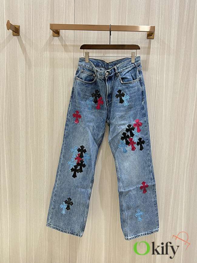 Okify Chrome Hearts Limited Cross Stitching Jeans 19281 - 1