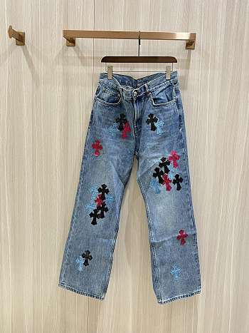 Okify Chrome Hearts Limited Cross Stitching Jeans 19281