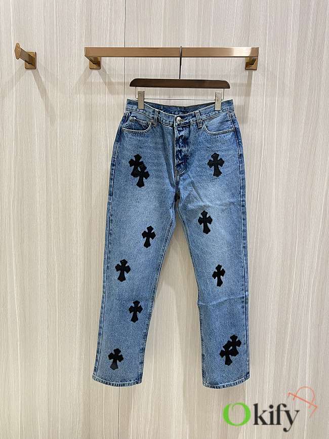 Okify Chrome Hearts Limited Cross Stitching Jeans 19282 - 1