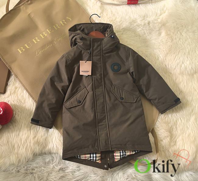 Okify Burberry Brown Down Jacket for kids 100-160 - 1