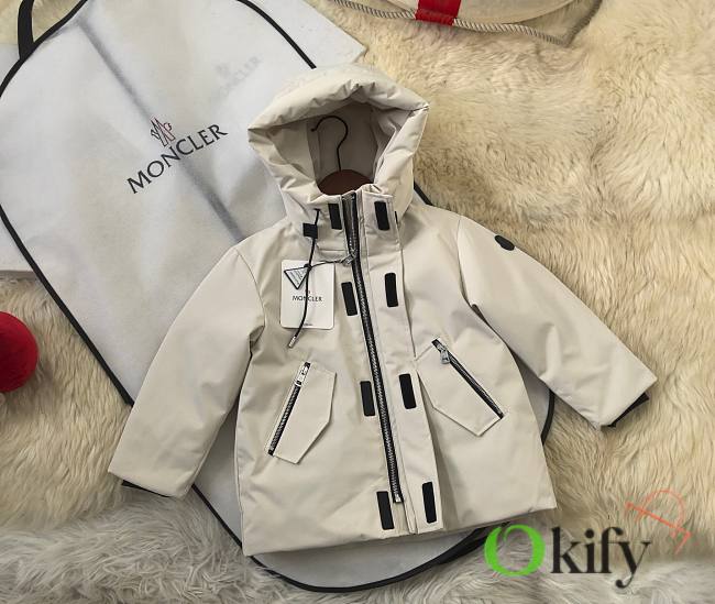 Okify Moncler White Waterproof Down Jacket for kids  - 1