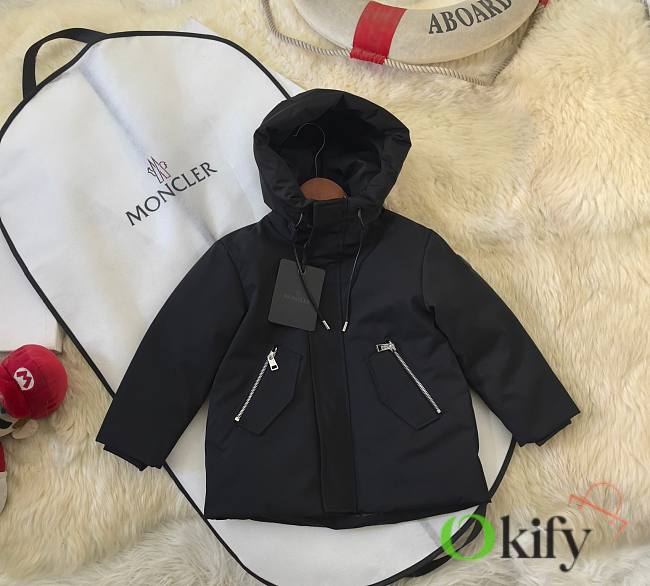 Okify Moncler Black Waterproof Down Jacket for kids  - 1