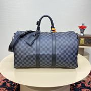 Okify Louis Vuitton Keepall Bandouliere Damier Azur Bag in black N41418 45x20x26cm - 1