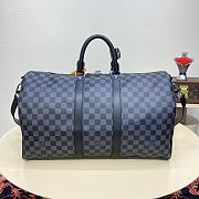 Okify Louis Vuitton Keepall Bandouliere Damier Azur Bag in black N41418 45x20x26cm - 4