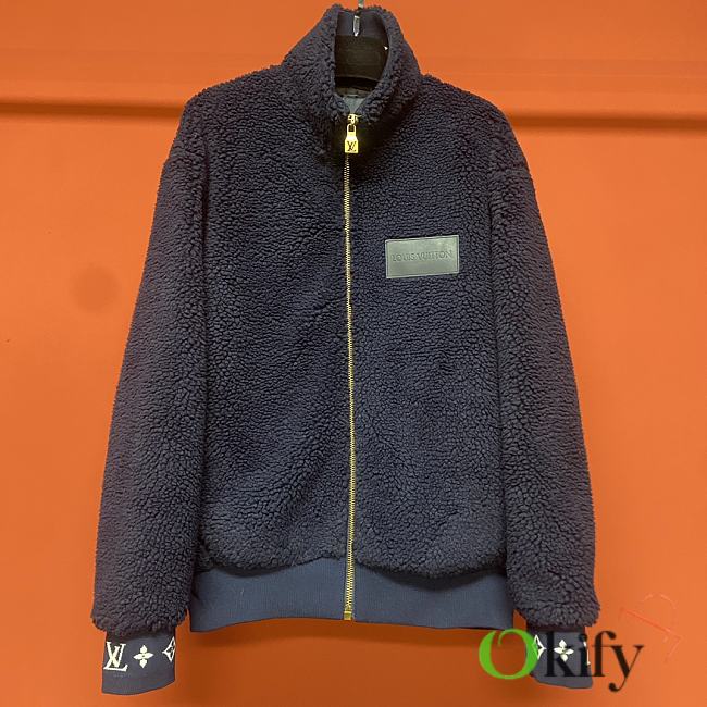 Okify Louis Vuitton Dark Blue Fur Jacket S-XL - 1