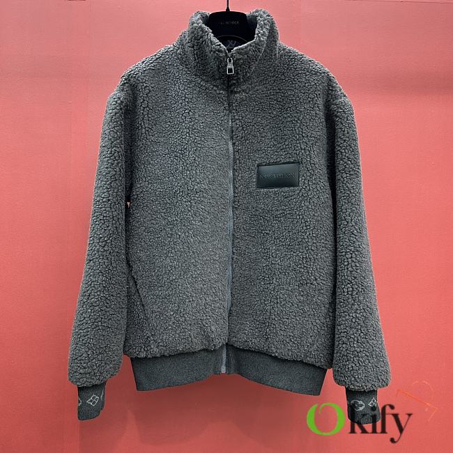 Okify Louis Vuitton Grey Gray Fur Jacket S-XL - 1