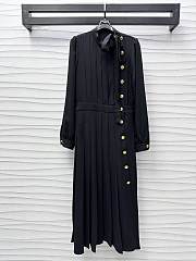 Okify Louis Vuitton Black Long Sleeve Pleat Dress SML - 1