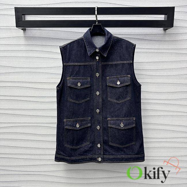 Okify Chanel Denim Vest Gilet SML - 1