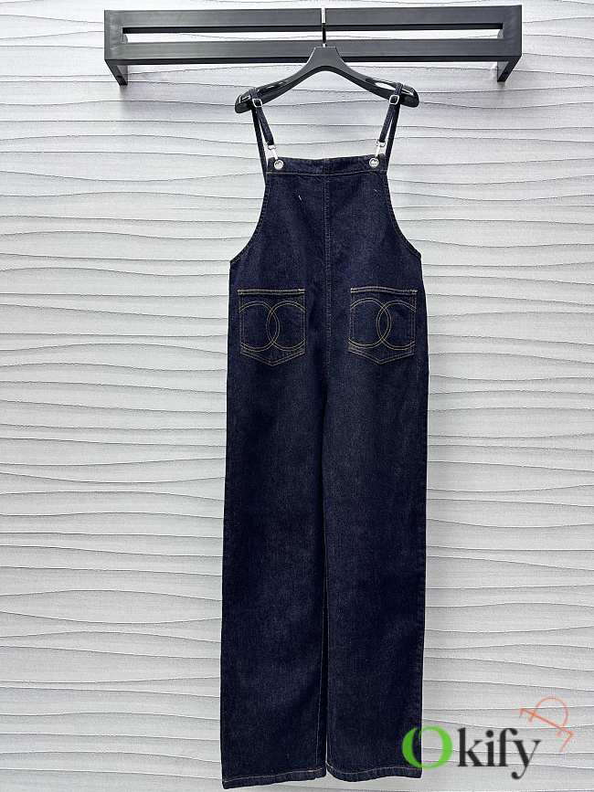 Okify Chanel Double C denim suspender trousers  - 1