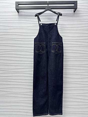 Okify Chanel Double C denim suspender trousers 