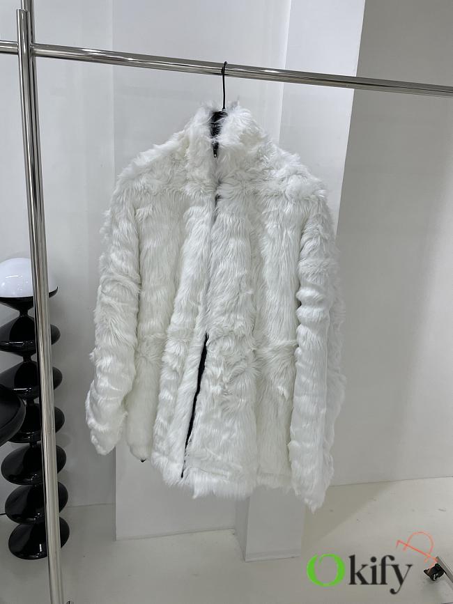 Okify Balenciaga white embroidered fleece outline jacket SML - 1