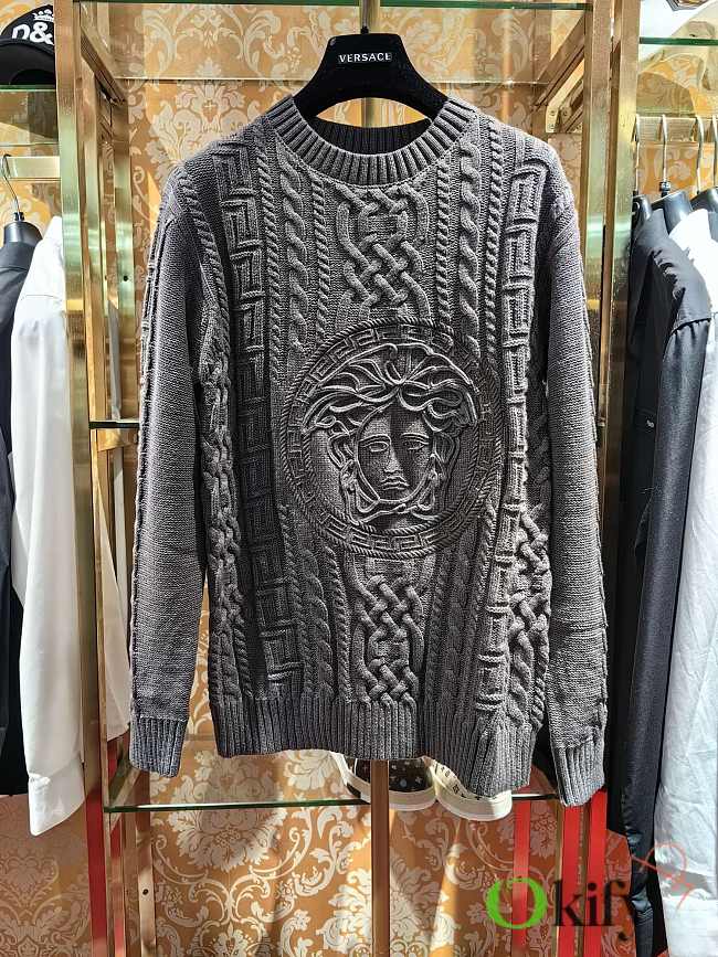 Okify Versace Grey Gray Wool Sweater S-XL  - 1