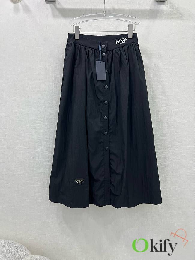 Okify Prada high-grade sun-proof fabric black long skirt S-XL  - 1