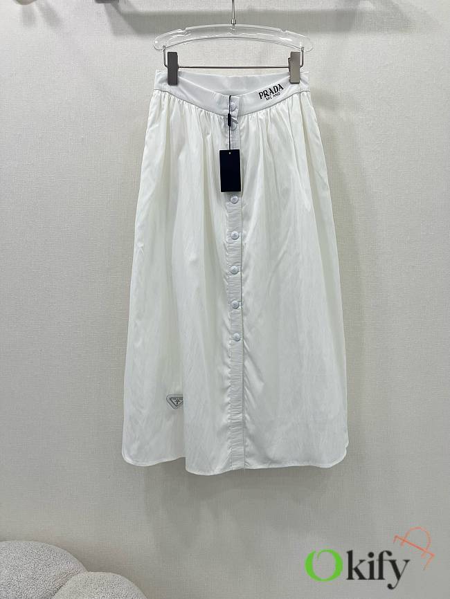 Okify Prada high-grade sun-proof fabric white long skirt S-XL  - 1