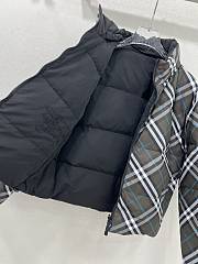 Okify Burberry stand-up collar double-sided zipper short bread down jacket in black SML  - 2