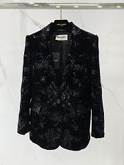 Okify YSL Black Hibiscus Flower Embroidered Vest  - 1