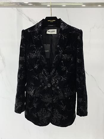 Okify YSL Black Hibiscus Flower Embroidered Vest 