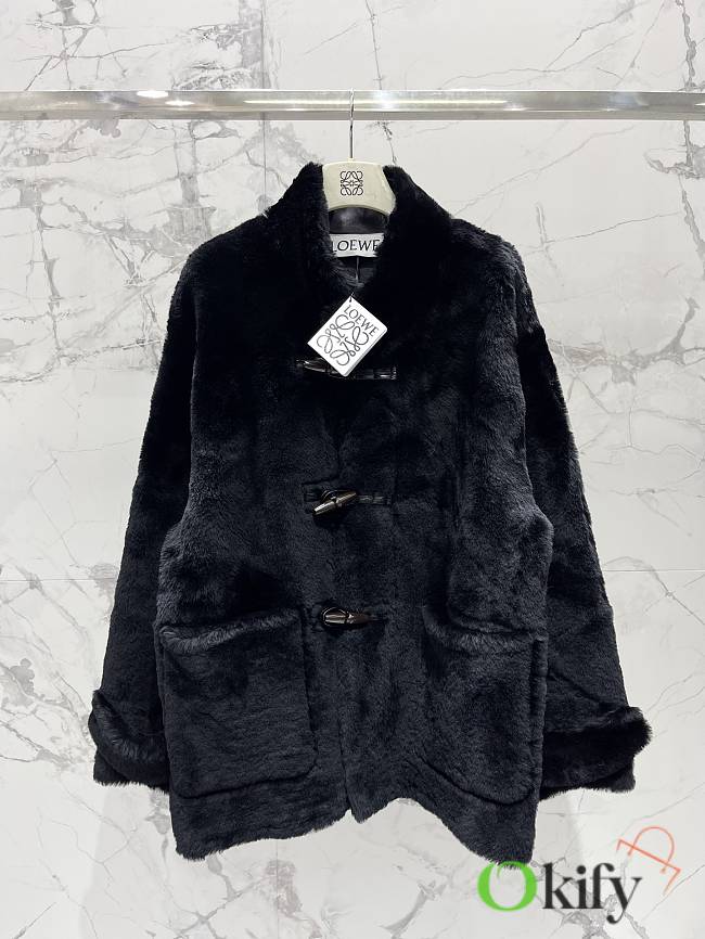 Okify Loewe Black Lamb Wool Coat SML - 1