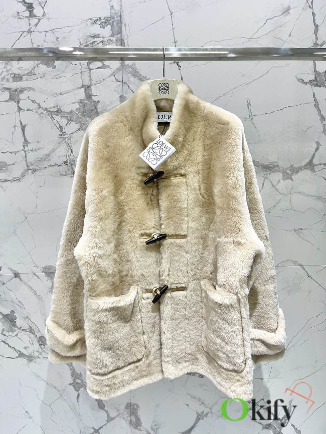 Okify Loewe White Lamb Wool Coat SML - 1