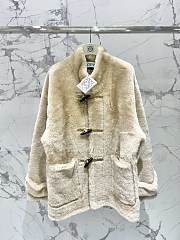 Okify Loewe White Lamb Wool Coat SML - 1