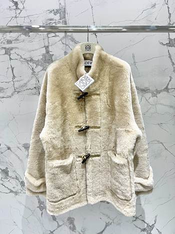 Okify Loewe White Lamb Wool Coat SML