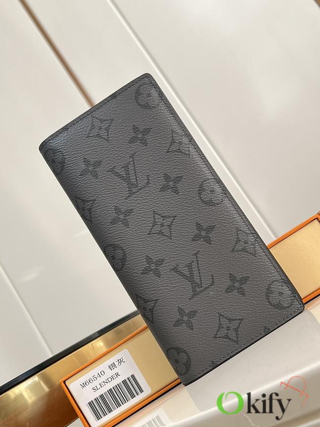 Okify Louis Vuitton Grey Gray Monogram Brazza Long Wallet M66540 10 x 19 x 2 cm  - 1