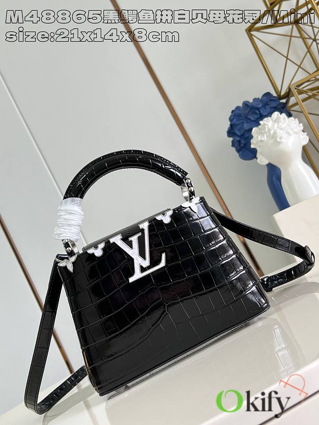 Okify Louis Vuitton Mini Capucines Bag With Black Crocodile And White Mother of Pearl M48865 21x14x8 cm  - 1