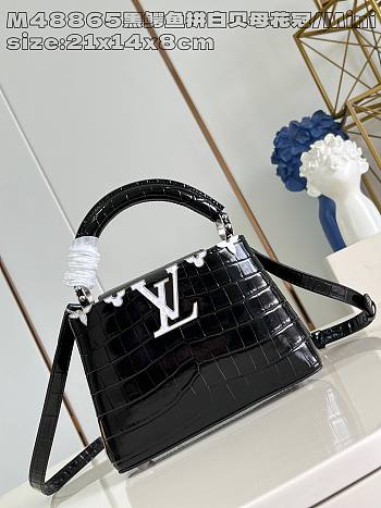 Okify Louis Vuitton Mini Capucines Bag With Black Crocodile And White Mother of Pearl M48865 21x14x8 cm 