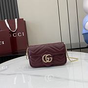 Okify Gucci Super Mini Burgundy Marmont Handbag 16x10x4.5cm - 1