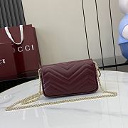 Okify Gucci Super Mini Burgundy Marmont Handbag 16x10x4.5cm - 5