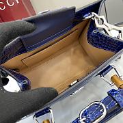 Okify Gucci Diana Bamboo Crocodile Mini Tote Bag In Blue 20x16x10cm  - 5