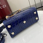 Okify Gucci Diana Bamboo Crocodile Mini Tote Bag In Blue 20x16x10cm  - 4